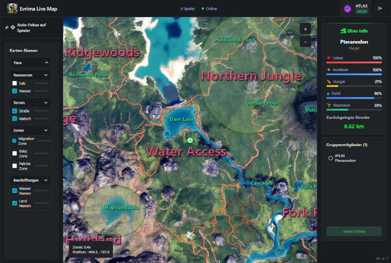 Evrima Live Map Interface